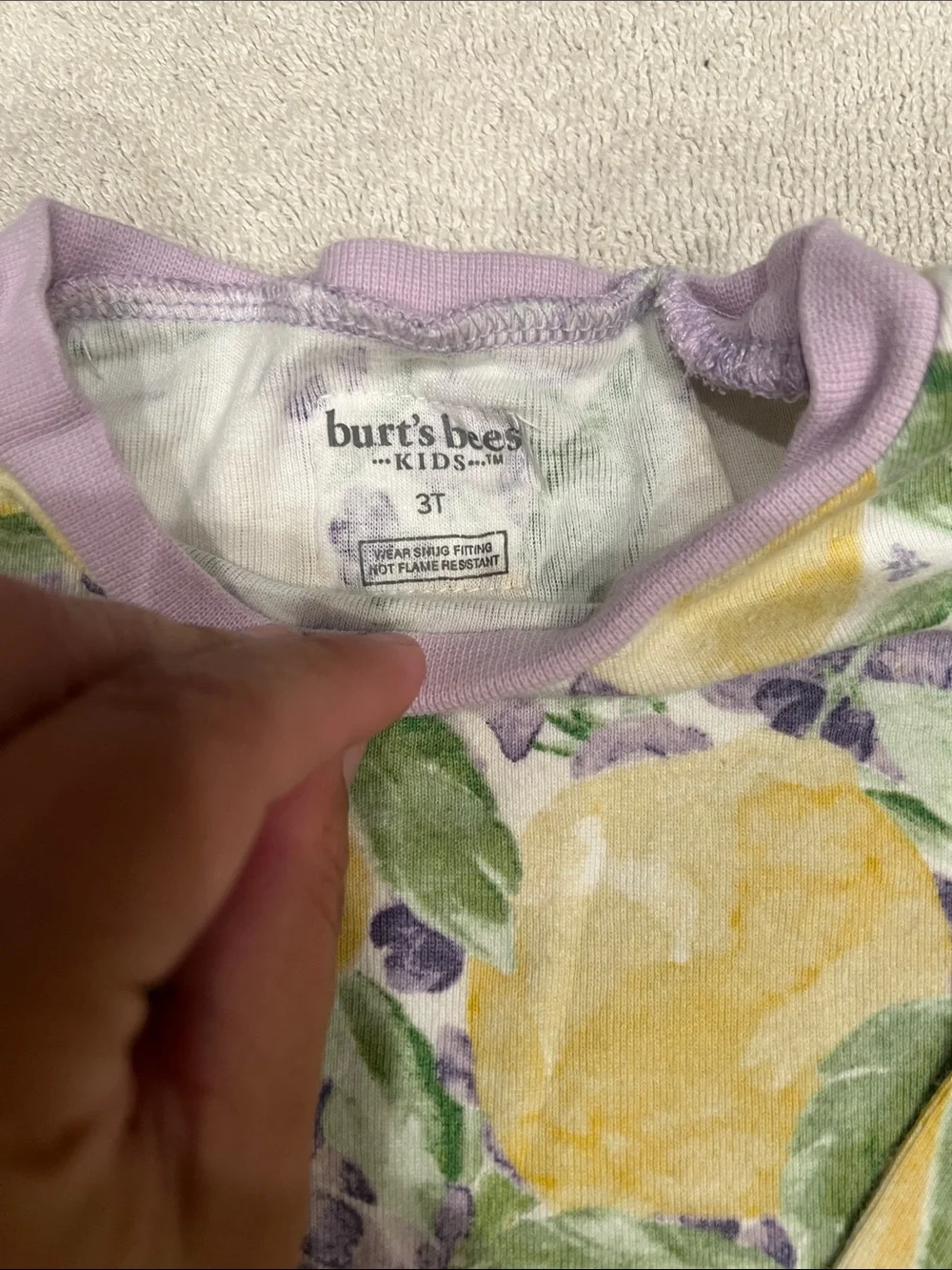 Burt's Bees Yellow Lemon & Purple Floral Cotton Pajama Set